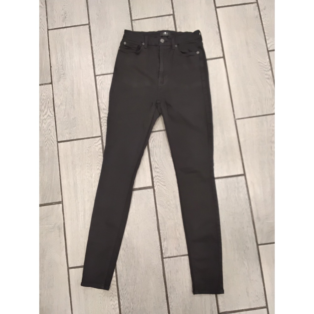 7 For All Mankind Womens High Waisted Skinny Jeans Black Denim Size 27‎